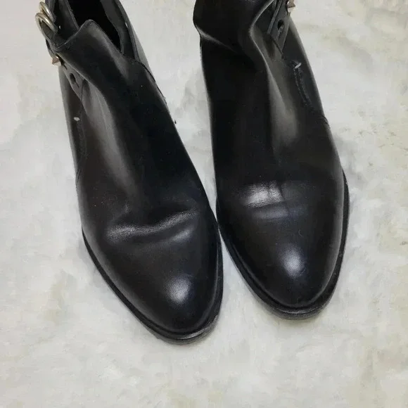 Rag & Bone Sullivan Black Low Heel Bootie 37 Leather Western - Picture 3 of 8